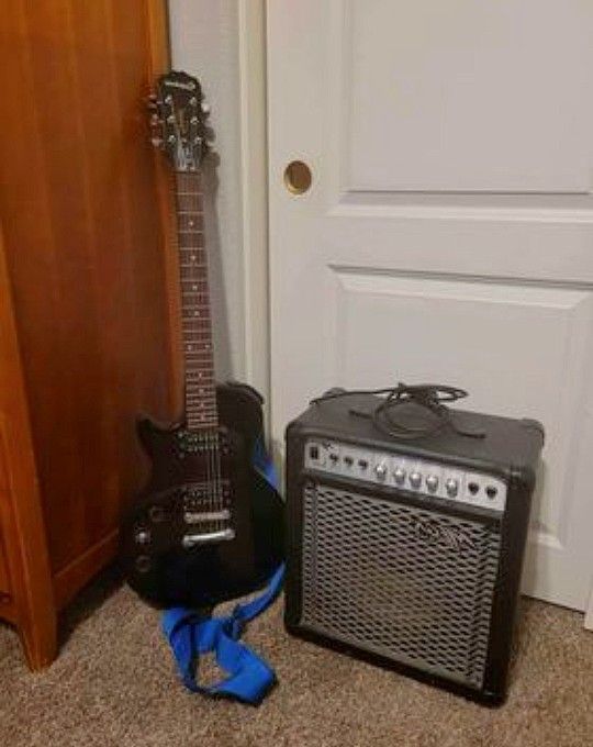 Electric guitar, Amp, Distortion Pedal, Guitar Picks