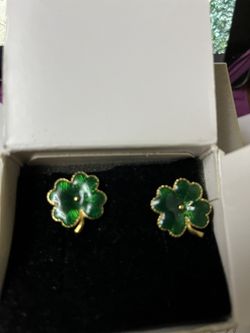 Avon Lucky Clover Pierced Earrings.  OBO