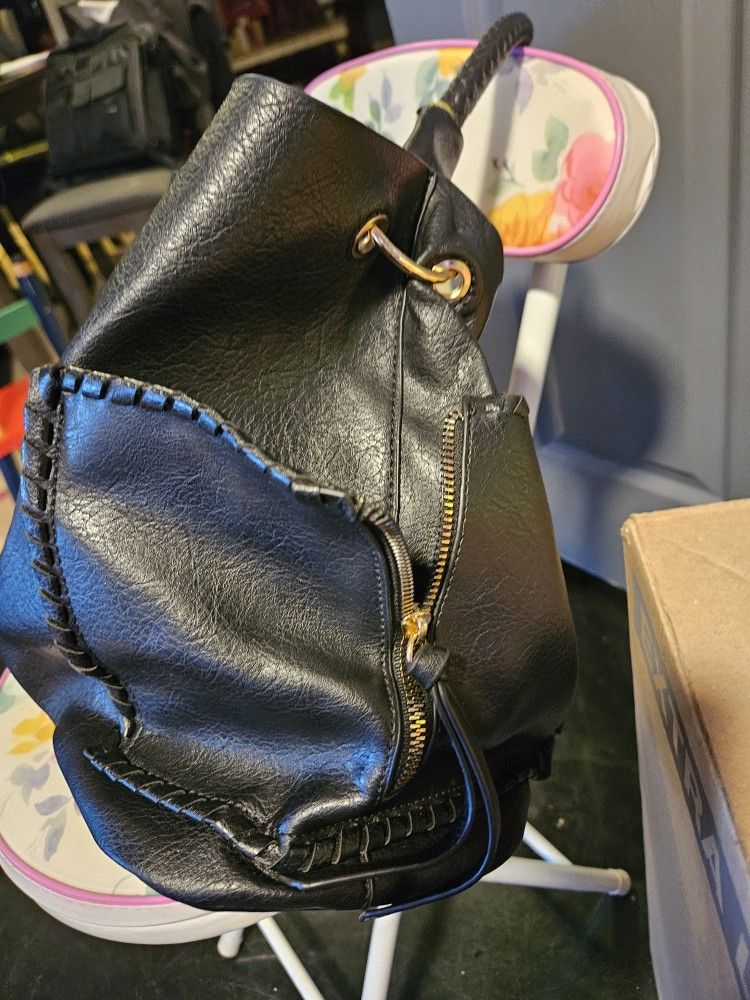 Black Faux Leather Bag