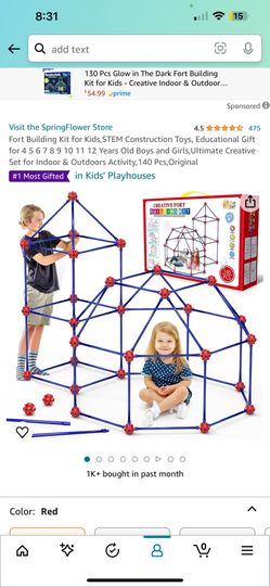 Fort Building Kit 140 Pieces Sturdy