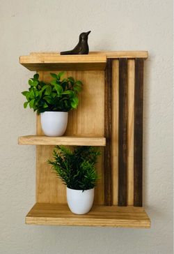 Solid Wood Wall  Display Shelf Rustic Wax finish  12c17tallx4.5 deep