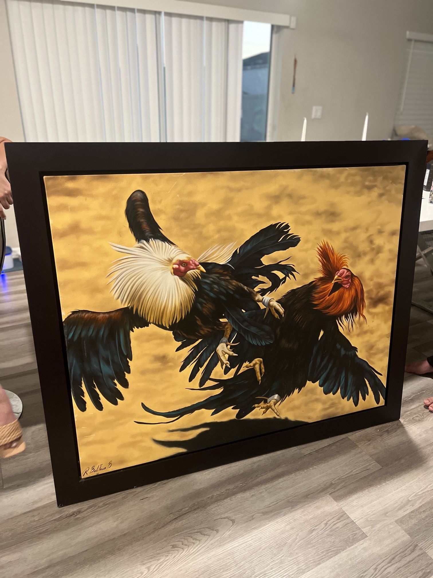 Large Roosters Painting on Canvas (40×50 in)