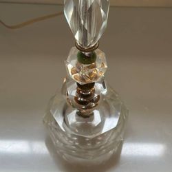 1940s Block Crystal Glass Boudoir Table Lamp