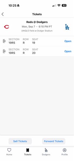 2 dodger tickets 9/7