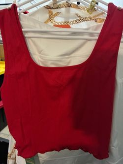Red Ribbed Crop Tank Top