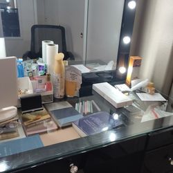 Black Vanity Desk 5 Drawers