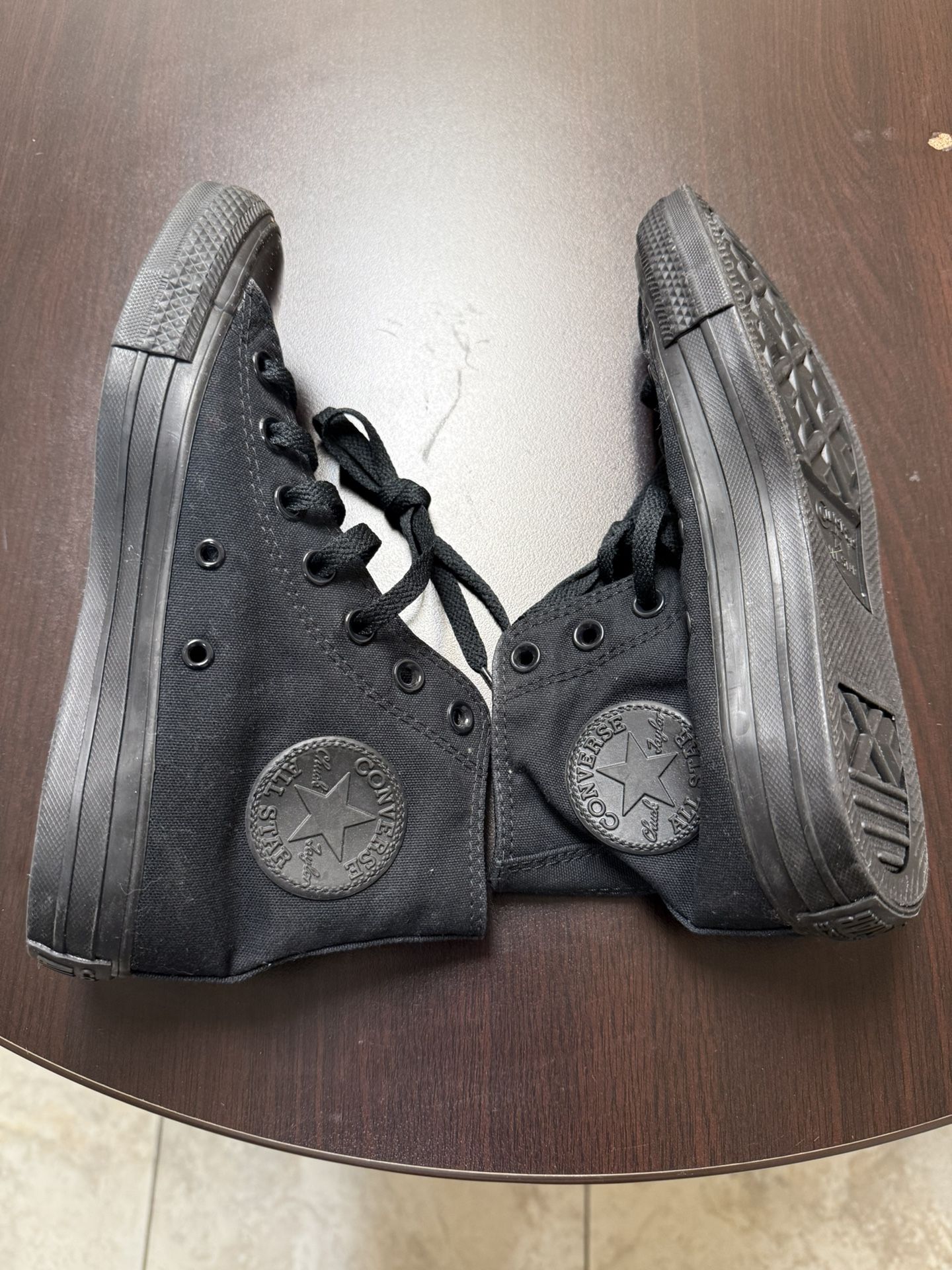 Converse Black On Black High Tops Size 6.5