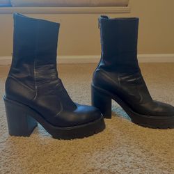 Syro Soft Leather Chunky Black Boots