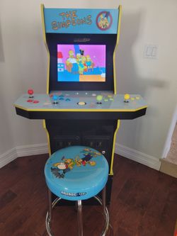 Simpsons 1Up arcade game 4 player w/stool