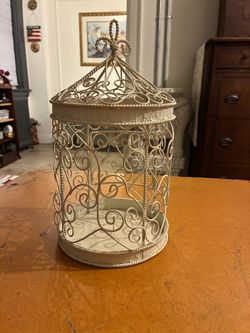 Decorative White Metal Wire Birdcage