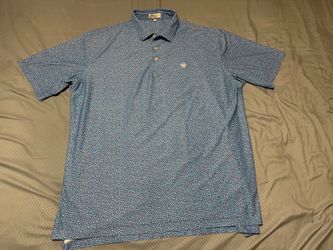 PETER MILLAR Summer Comfort Crown Sport Blue Geometric Abstract Print Polo XXL
