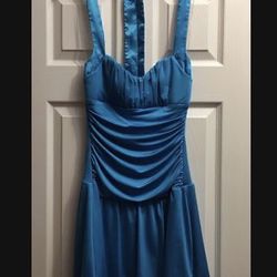 Vintage SPEECHLESS Blue Sleeveless Halter Dress 👗 Sz Small