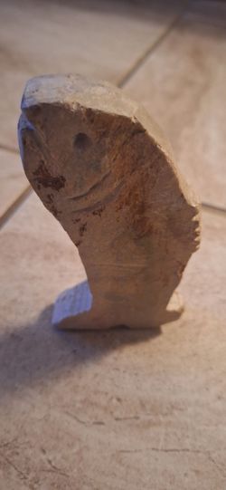 Signed Stone Sculpture of a fish primitive / folk art styles carved natural stone sandstone or marble pre-Columbian or NATIVE AMERICAN carvings