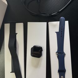 Apple Watch SE 2 with two blue bands