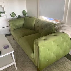 Light Green Chesterfield Loveseat Sofa 72”