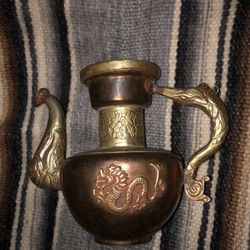 Antique Tibetan Copper And Brass Middle Eastern Tea Pot 