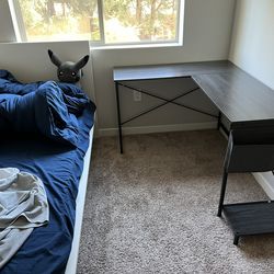 L Shaped Computer Desk Wood Corner PC Gaming Table