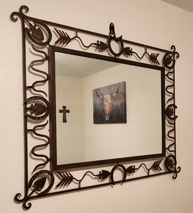 Iron Cowboy Mirror & Lamp Set
