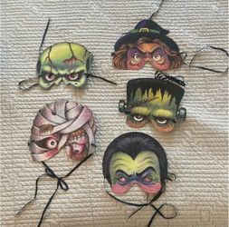 VINTAGE Halloween Paper Monster Half-Mask Lot of 10 RUSS BERRIE