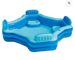 Bluescape Blue Deluxe Comfort Inflatable Swimming Pool Built in seats and cup holders