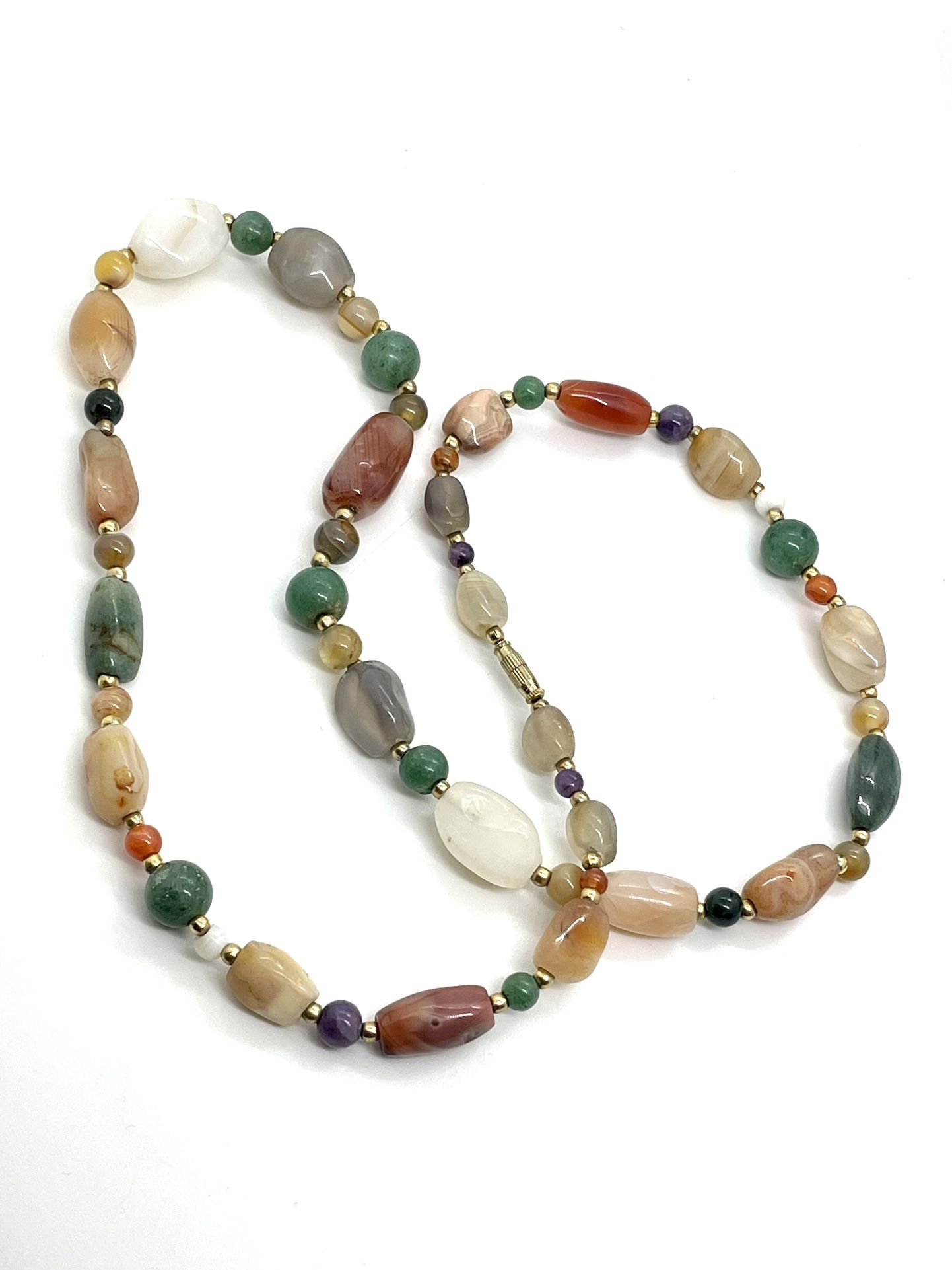 Vintage Natural Agate Necklace 28”