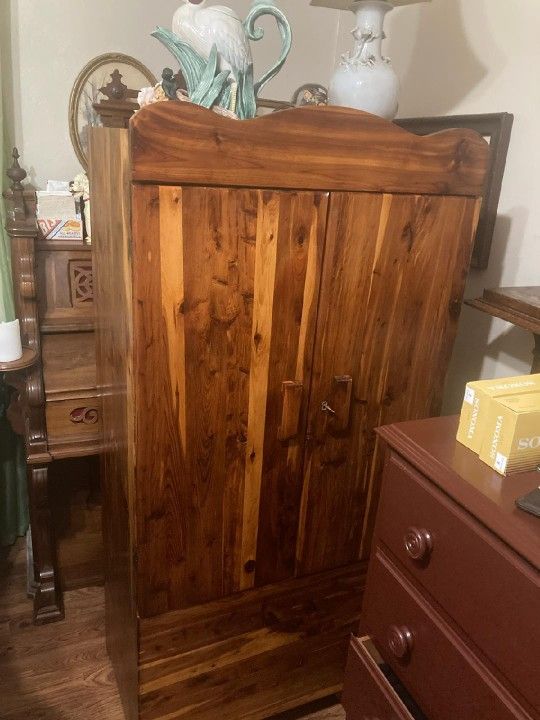 Vintage Cedar Armoire Dresser
