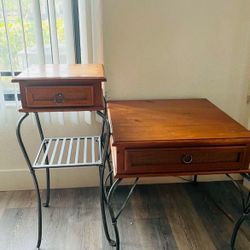 Wood Table With Matching  End Table