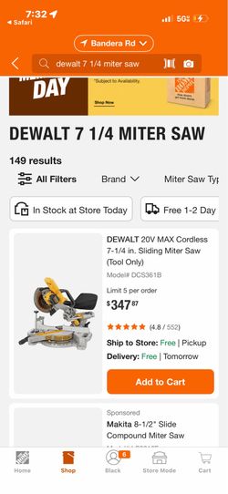 Dewalt 7 1/4 20v miter saw