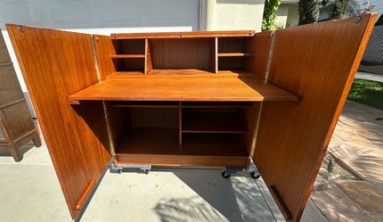 Vintage Uitze Danish Teak “Magic Box” Desk refinished - Denmark - 39 1/2” W x 18 1/18” D x 36 3/16”T