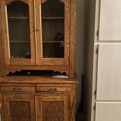 1800’s Eastlake Solid Oak China Cabinet