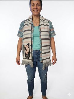 Ruffneck Angel City FC Striped Soccer Scarf Black Pink Gray White Unisex Adult