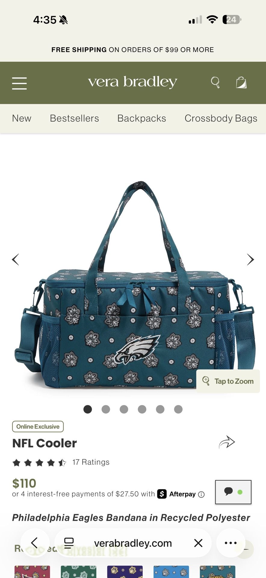 Vera Bradley Eagles Cooler