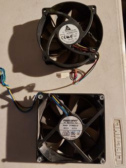 2 Desktop Computer Fans Foxconn DC Brushless Model PV902512P and Taisol 12VDC Ball Bearing Brushless BS AFB0912VH