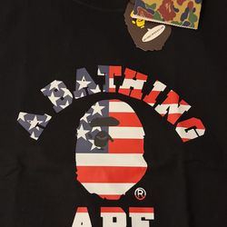 BAPE USA Flag College Tee Black Men's - FW22 - US Size M