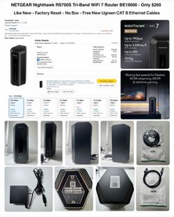 NETGEAR Nighthawk RS7000S Tr-Band WIFI Router BE19000