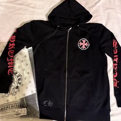 Chrome Hearts black and red zip-up hoodie