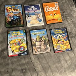 Kids DVD Movie Lot Bundle – Shrek , The Lorax, Magic School Bus, Bob the Builder