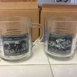 Santa Anita Glass Mugs, Horse Racing 