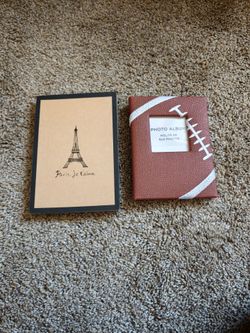 Lot of 2 Photo Albums – Paris Eiffel Tower & Football Design – Holds 4x6 Photos