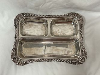 Vintage Sheridan Silver Co. Silver Plated Copper 3-Section Divided Serving Tray