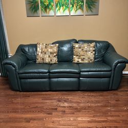 money green leather secwith love seat also and they inclined 