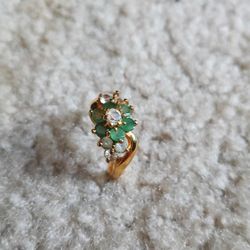 Vintage Green Onyx Gold Plated Ring 