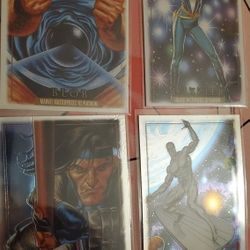 Marvel Masterpieces '92 Platinum Trading Cards, Leather, Canvas And Base Holo