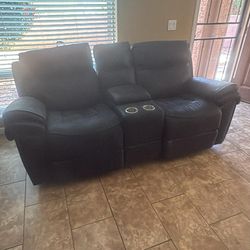 Love Seat with storage compartment and cup holders