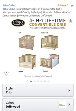 Convertible baby Crib, Toddler Bed, Day Bed, mattress, and Full bed conversion option