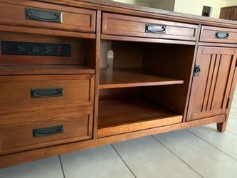Mission Style Wood Desk with Drawers and Storage