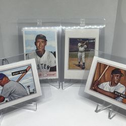 4 Card 1989 Bowman Baseball Reprint Cards Mickey Mantle, Ted Williams, Willie Mays & Jackie Robinson 