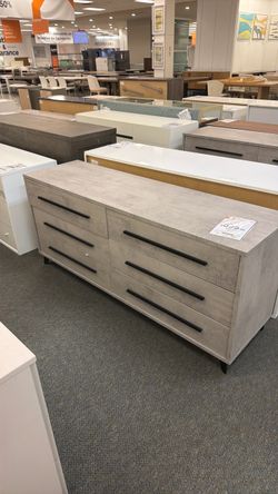6-Drawer Double Dresser in Gray