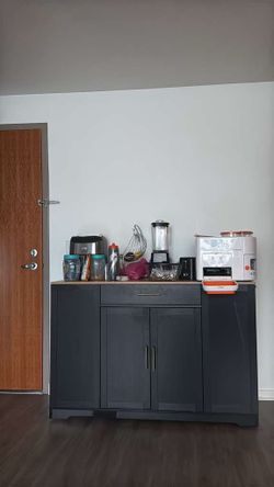 Dark Gray Kitchen island with trash