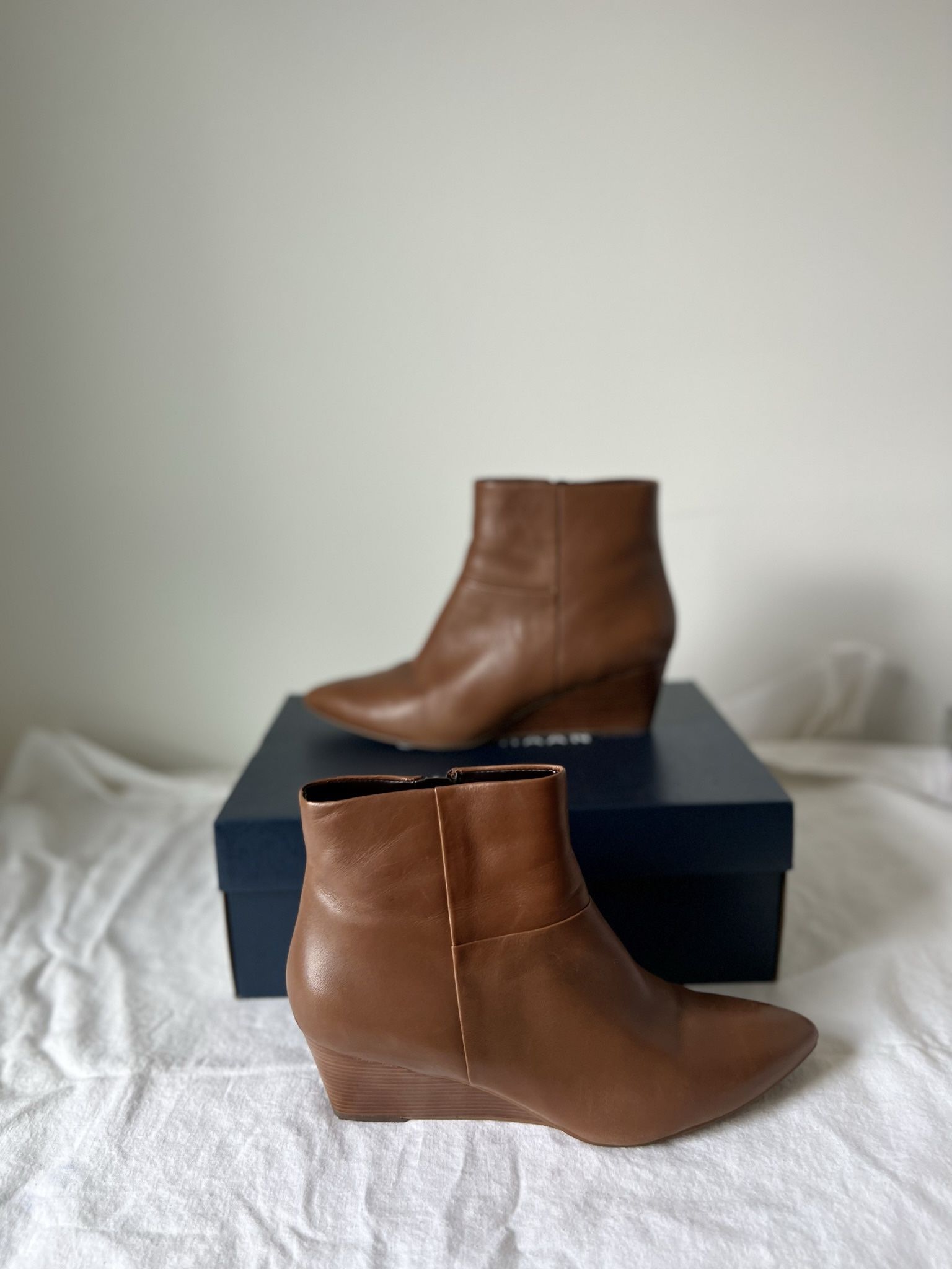Classy leather Cole Haan Brown Wedge Boots-Size 9.5